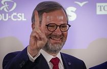 Petr Fiala, líder da coligação Juntos (Spolu), após a vitória