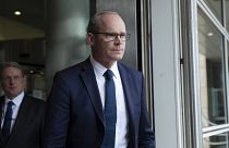 Irish Foreign Minister Simon Coveney leaves EU headquarters in Brussels, Sept. 27, 2019.
