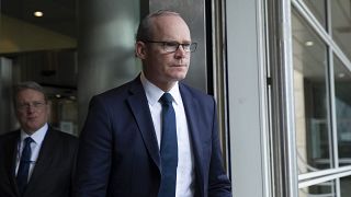 Irish Foreign Minister Simon Coveney leaves EU headquarters in Brussels, Sept. 27, 2019.