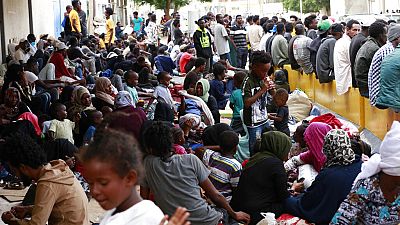Sit-in de réfugiés africains devant le bureau local du Haut Commissariat des Nations Unies pour les réfugiés (HCR), Tripoli (Libye), le 09/10/2021
