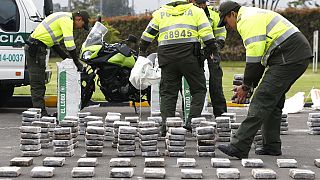 Kolombiya'da narkotik ekiplerinin ele geçirdiği kokain paketleri. (Bogota)