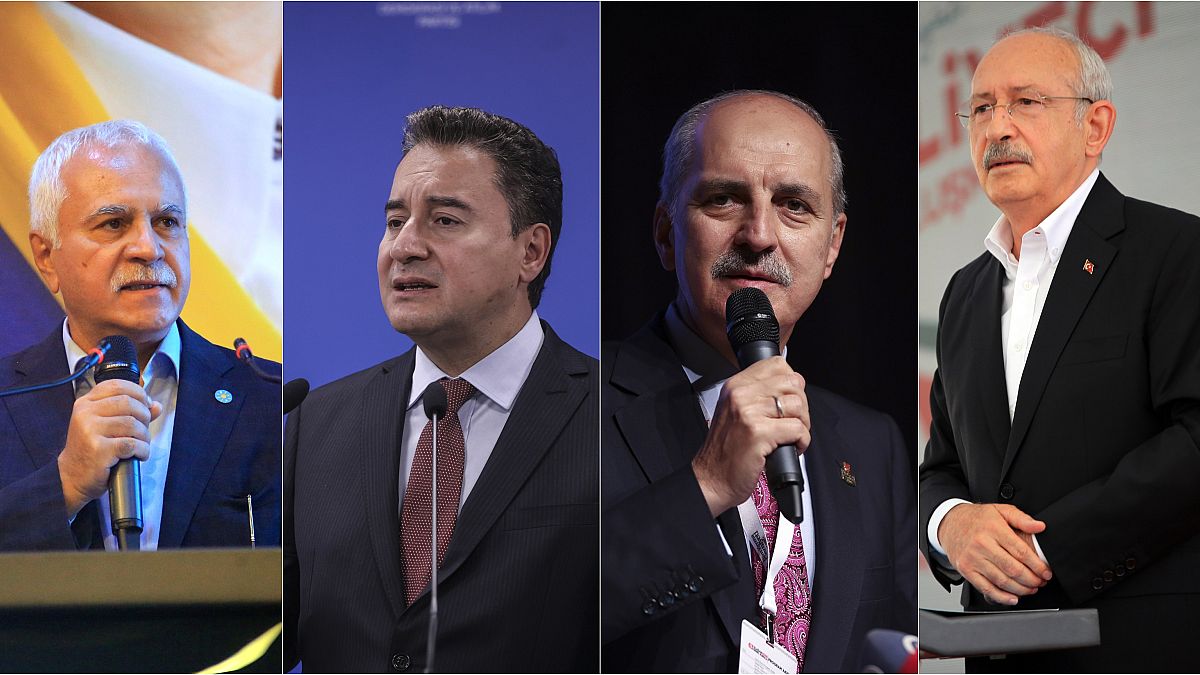 CHP lideri Kemal Kılıçdaroğlu, DEVA Partisi lideri Babacan, AK Parti Genel Başkan Yardımcısı Numan Kurtulmuş, İYİ Parti Teşkilat Başkanı Koray Aydın,