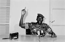 Le capitaine Thomas Sankara, président du Burkina Faso, le 29/08/1986