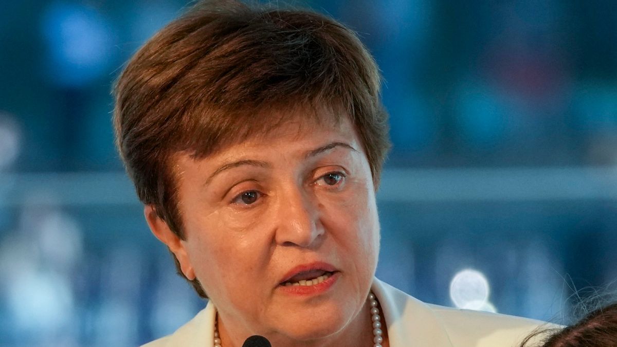  In this Sept. 6, 2021, file photo, Kristalina Georgieva, managing director of the International Monetary Fund (IMF), delivers a speech in the Netherlands.