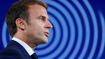 France's President Emmanuel Macron speaks during the presentation of "France 2030" investment plan at The Elysee Presidential Palace in Paris, on October 12, 2021.