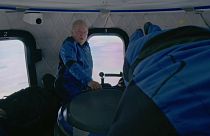 William Shatner a bordo da cápsula da Blue Origin