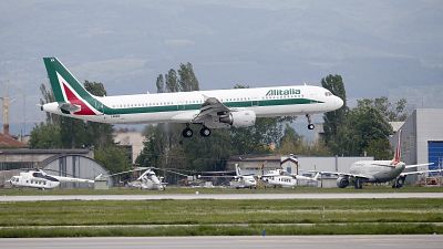 In this photo taken on Sunday, May 5, 2019, an Alitalia plane takes off from Sofia airport, Bulgaria.