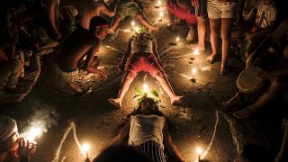 Seguidores del culto a María Lionza practican un ritual en la montaña de Sorte, 12/10/2021, Yaracuy, Venezuela