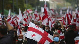 Several thousand supporters of the Georgian ex-president Mikhail Saakashvili gathered to demand his release from a prison due to his ill health, in Tbilisi, Russia, Thursday, 
