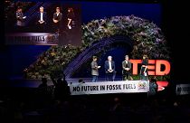 Lauren MacDonald (far right) on stage at the TED Countdown Conference.
