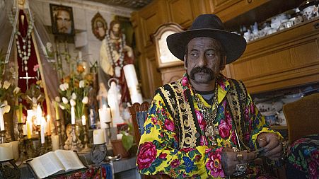 Zoltan Sztojka, traditional Gypsy fortune-teller is seen in his home in Soltvadkert, central Hungary