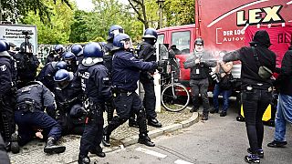 Die Berliner Polizei setzte Pfefferspray gegen Demonstrierende ein 