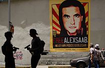 Un cartel en las calles de Caracas (Venezuela) pide la liberación de Álex Saab (Archivo)