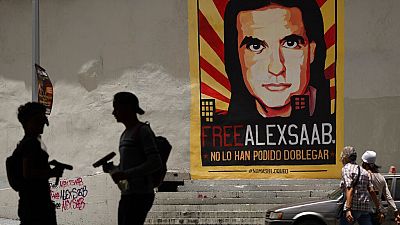 Un cartel en las calles de Caracas (Venezuela) pide la liberación de Álex Saab (Archivo)