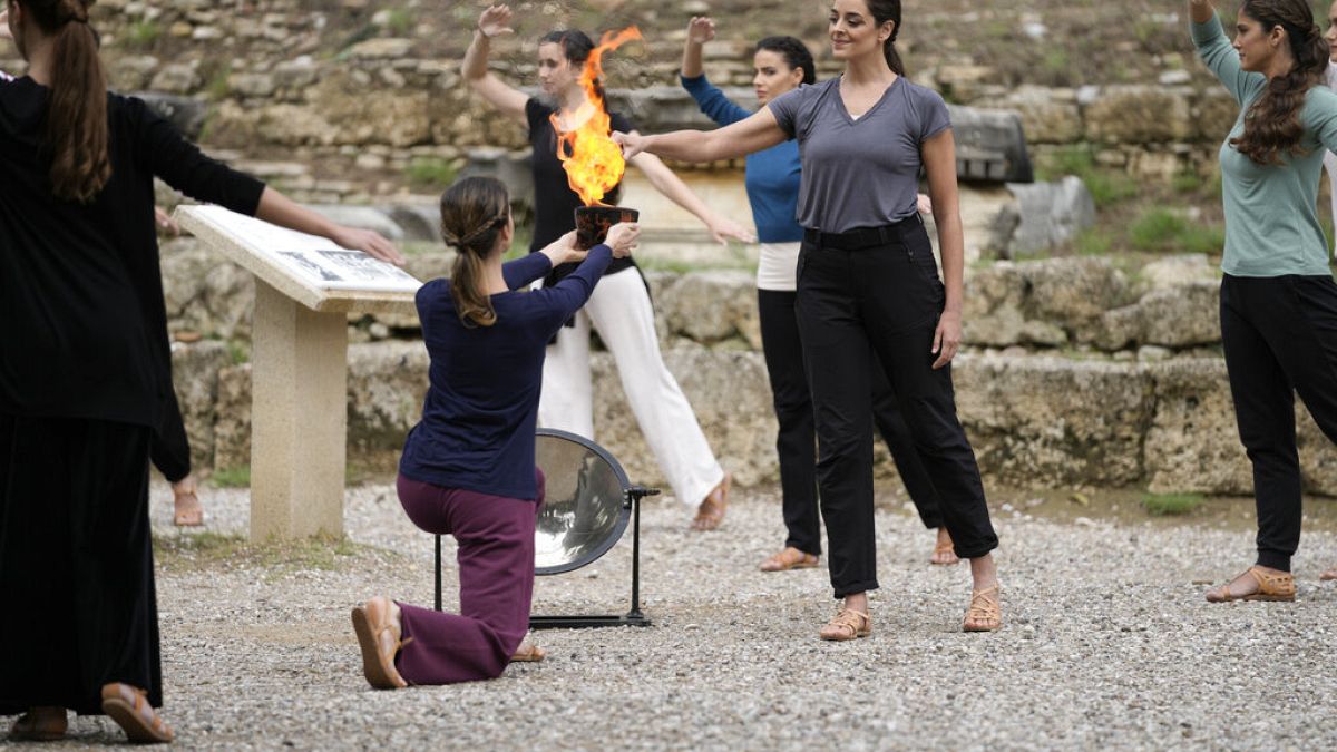 Flame rehearsal in Greece for Beijing Winter Games