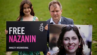 Richard Ratcliffe, the husband of imprisoned British-Iranian Nazanin Zaghari-Ratcliffe and their seven year old daughter Gabriella in London, September 2021.