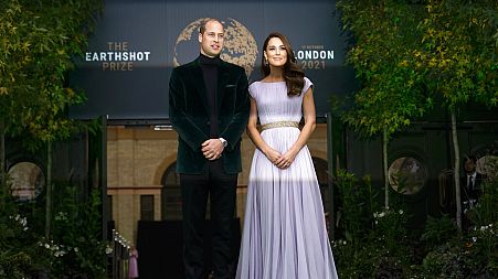 Britain's Prince William and Kate, Duchess of Cambridge attend the first ever Earthshot Prize Awards Ceremony at Alexandra Palace in London on Sunday Oct. 17, 2021.