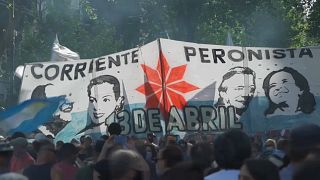 Pancarta de la marcha peronista, 17/10/2021, Buenos Aires, Argentina