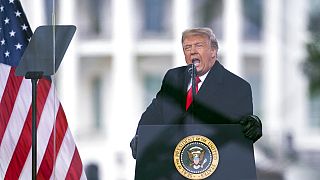 In this Jan. 6, 2021, file photo, President Donald Trump speaks during a rally protesting the electoral college certification of Joe Biden as President in Washington.