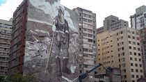  a mural made with the ashes of the Amazon