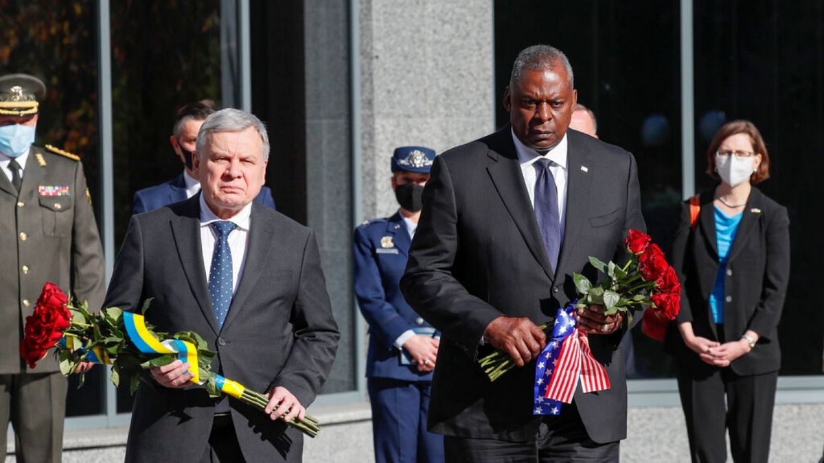 Ukrainian Defense Minister Andriy Taran, and U.S. Defense Secretary Lloyd Austin