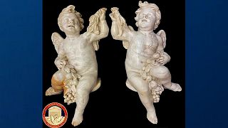 The 17th century marble angels were stolen in 1989.