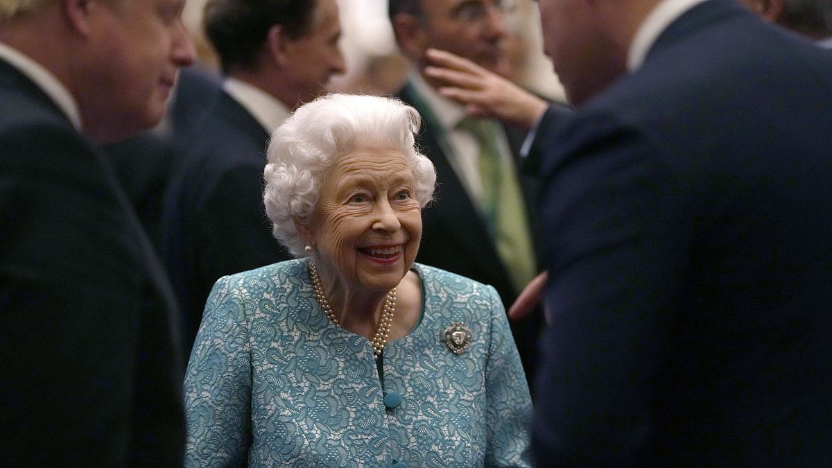 Britain's Queen Elizabeth II at a reception for the Global Investment Summit in Windsor Castle, Windsor, England, Oct. 19, 2021.