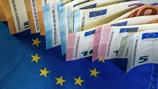 Euro banknotes are displayed next to an European Union flag / FILE PHOTO