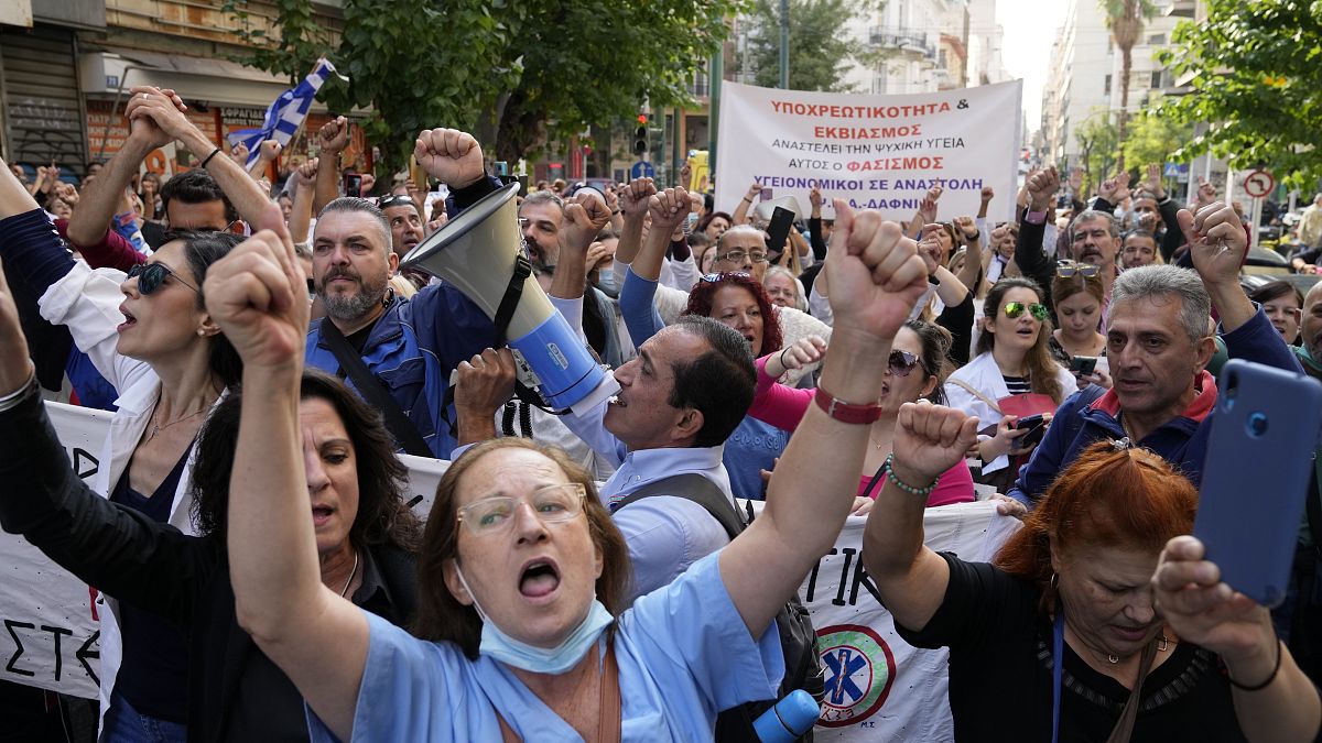 Врачи протестуют в Афинах