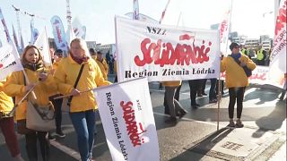 Διαδήλωση Πολωνών ανθρακωρύχων έξω από το Ευρωπαϊκό Δικαστήριο