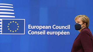 Angela Merkel, lors de son probable dernier sommet européen, le 22 octobre 2021 à Bruxelles 