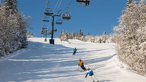 Skiers hit the slopes in Quebec. 