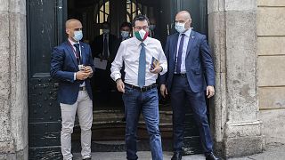 Archív felvétel: Matteo Salvini, az olasz Liga párt vezetője távozik a római szenátus épületéből 