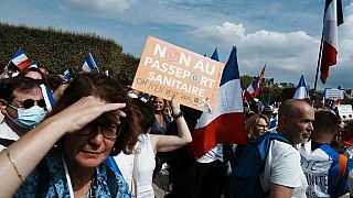 Manifestation contre le pass sanitaire à Paris en France, le samedi 4 septembre 2021. 