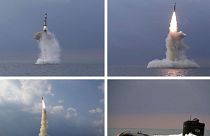 ترکیب عکس‌های شلیک موشک از زیردریایی کره شمالی