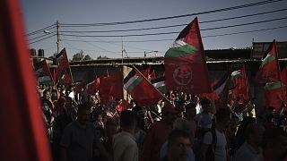 A Népi Front Palesztina Felszabadításáért (PFLP) terrorszervezet júnusi felvonulása Gázában