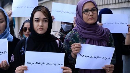Women protest the world's 'silence' over crisis in Afghanistan