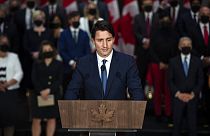 Conférence de presse du premier ministre canadien Justin Trudeau après la prestation de serment du nouveau gouvernement à Ottawa, 26 octobre 2021