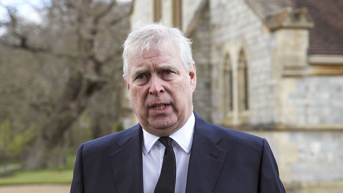 Britain's Prince Andrew speaks. during a television interview at the Royal Chapel of All Saints at Royal Lodge, Windsor, England, April 11, 2021.