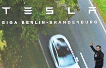 Elon Musk, Tesla CEO, arrives at an open house at the Tesla Gigafactory in Gruenheide, east of Berlin, Saturday Oct. 9, 2021.