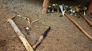 Flowers and tributes laid in Ronne on the Danish island of Bornholm.