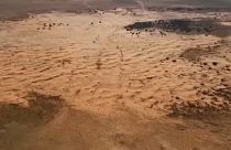 Yustinsky district  – 16 October 2021 drone shot of sand dunes