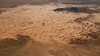 Yustinsky district  – 16 October 2021 drone shot of sand dunes