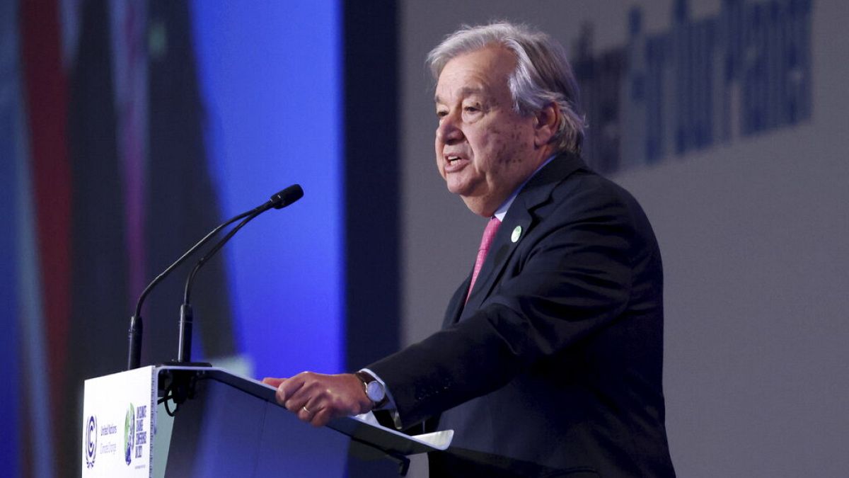 Az ENSZ főtitkára, Antonio Guterres felszólal a COP26 klímakonferencián