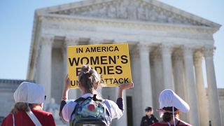Des manifestants pro-avortement devant la Cour suprême des États-Unis à Washington, le 1er novembre 2021.