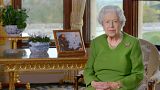In grab taken from a video provided by Buckingham Palace on Nov. 1, 2021, Britain's Queen Elizabeth II delivers a message to the COP26 Summit being held in Glasgow, Scotland.