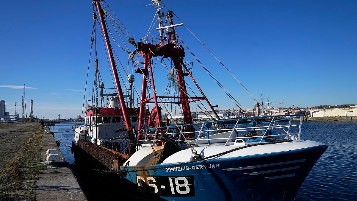 The British trawler kept by French authorities docks at the port in Le Havre, western France,