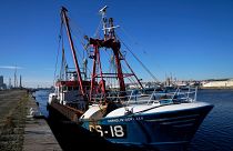 The British trawler kept by French authorities docks at the port in Le Havre, western France,