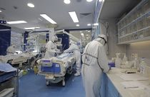 Medics work at the intensive care unit at Pirogov, Sofia’s main emergency hospital, in Sofia, Bulgaria, Oct. 29, 2021.