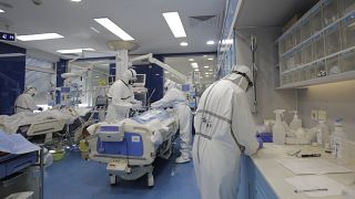 Medics work at the intensive care unit at Pirogov, Sofia’s main emergency hospital.